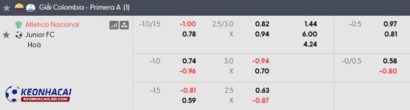 Tỷ lệ soi kèo nhà cái Atletico Nacional vs Junior FC